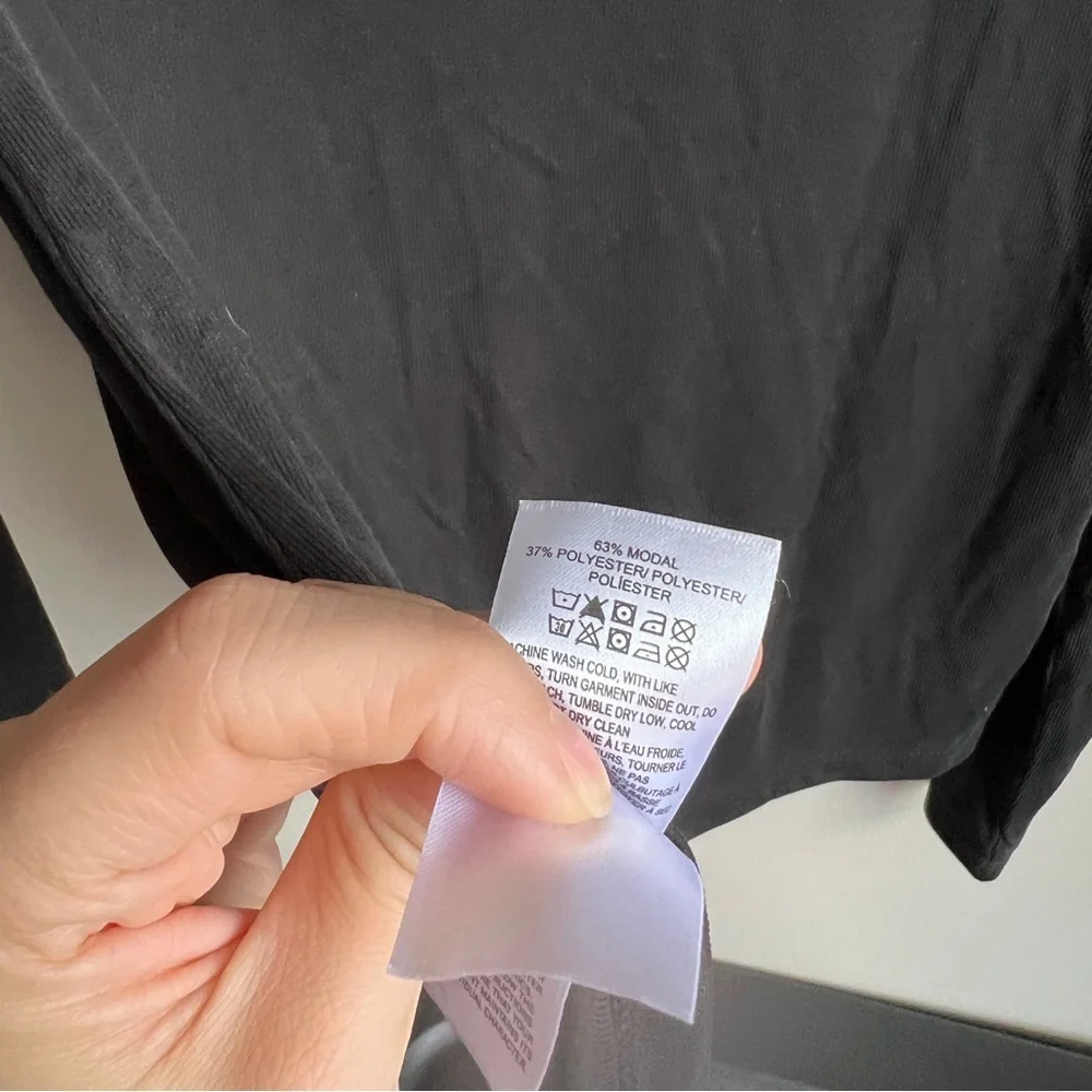 Lucky Brand Black Ribbed Long Sleeve Henley Top - Picture 4 of 5